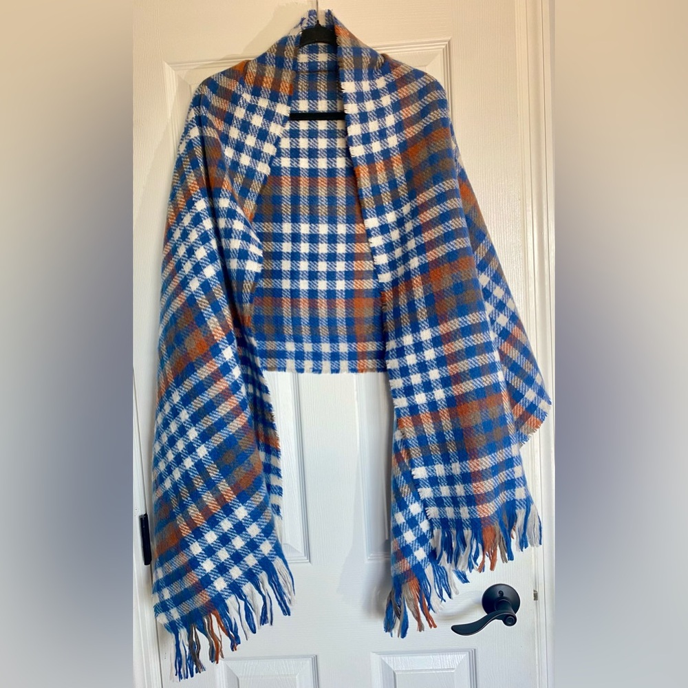 A New Day blue and white plaid scarf/wrap